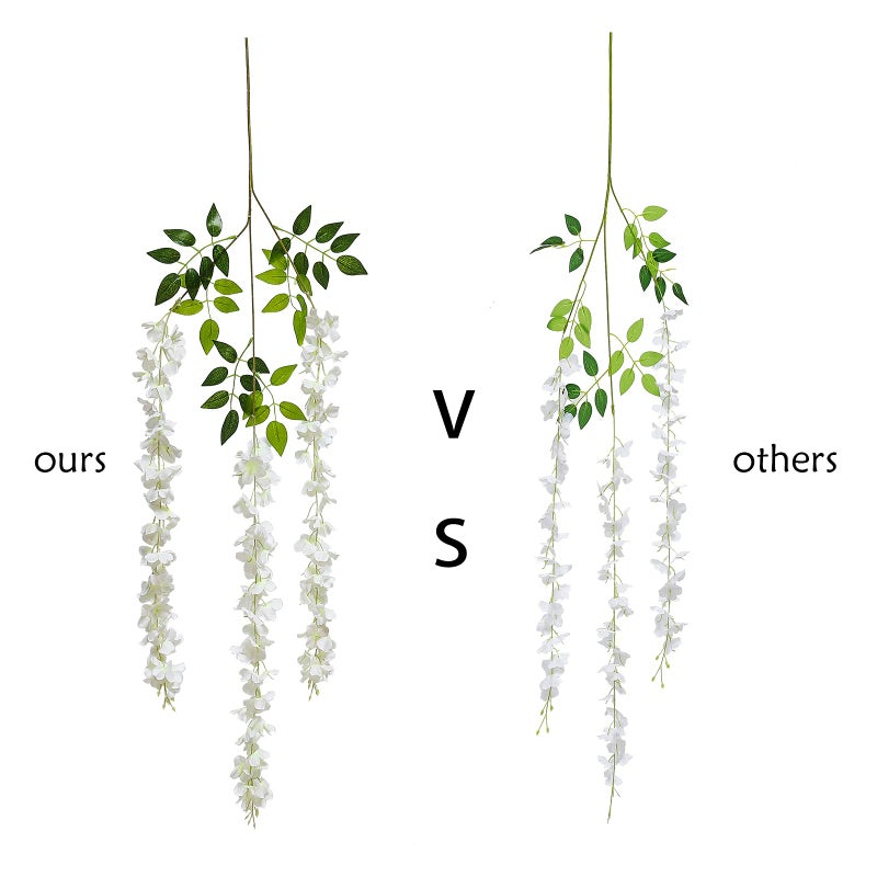 Duovlo 12 Piece Artificial Silk Wisteria Vine 3.6 Feet Ratta Hanging Flower Garland String Home Party Wedding Decor (Dark Pink) - Image 3
